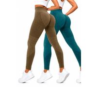 2 Pack Compression Leggings for Women, High Waisted Anti Cellulite Tummy Control Seamless Workout Yoga Pants (2 Pack - 8,M)