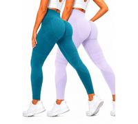 2 Pack Compression Leggings for Women, High Waisted Anti Cellulite Tummy Control Seamless Workout Yoga Pants (2 Pack - 20,M)
