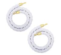 2 Pack Crowd Control Ropes for Party Event/Trade Shows/cinemas/car Show,Stanchion Queue Barrier Rope with Gold Hooks, Twisted Hemp Fabric(White,2.5m/8.2ft)