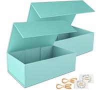 2 Pack de cajas de regalo, 30x15x10cm, cajas de regalo con tapas con cierre magnético, rectangulares, plegables para caja de proposición del padrino, boda, Navidad, Halloween, embalaje de regalo de