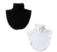 2 Pack de insertos de cuello alto para damas (negro y blanco), falsos insertos de cuello de camisa, insertos de falso cuello alto para suéteres de damas, insertos de cuello acolchado desmontables y ca