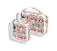 2 Pack de Viaje Claro Maquillaje Cosmético Inodoro Setas Lindo para Mujeres Hombres Niñas, Rosa Cosmética Lavadora Organizador Bolsa para Viajes Essentials, Multicolor, Bolsa de Inodoro, Multicolor#1,