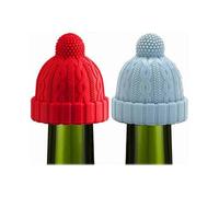 2 Pack Decorative Wine Stoppers Silicone Bottle Stoppers Reusable Wine Keeper Wine Bottle Stoppers (Blue and Red)