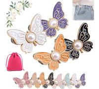 2-Pack Detachable Butterfly Clips, Adjustable Butterfly Pants Waist Tightener, Reusable Decorative Pant Knots, for Loose Jeans Jackets Coats Shirts Overalls (4pcs-D)