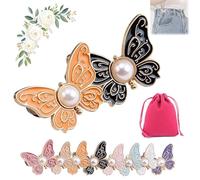 2-Pack Detachable Butterfly Clips, Adjustable Butterfly Pants Waist Tightener, Reusable Decorative Pant Knots, for Loose Jeans Jackets Coats Shirts Overalls (2pcs-C)