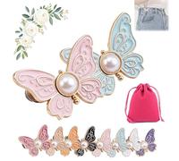 2-Pack Detachable Butterfly Clips, Adjustable Butterfly Pants Waist Tightener, Reusable Decorative Pant Knots, for Loose Jeans Jackets Coats Shirts Overalls (2pcs-B)