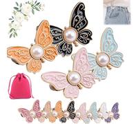 2-Pack Detachable Butterfly Clips, Adjustable Butterfly Pants Waist Tightener, Reusable Decorative Pant Knots, for Loose Jeans Jackets Coats Shirts Overalls (4pcs-C)