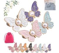2-Pack Detachable Butterfly Clips, Adjustable Butterfly Pants Waist Tightener, Reusable Decorative Pant Knots, for Loose Jeans Jackets Coats Shirts Overalls (4pcs-B)
