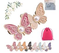 2-Pack Detachable Butterfly Clips, Adjustable Butterfly Pants Waist Tightener, Reusable Decorative Pant Knots, for Loose Jeans Jackets Coats Shirts Overalls (2pcs-D)