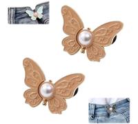 2-Pack Detachable Butterfly Clips, No-Sew Instant Waist Buckles, Adjustable Pant Waist Tightener, Reusable Button Clips for Loose Jeans Jackets Coats Shirts
