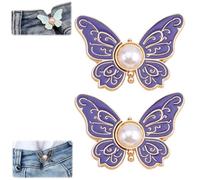 2-Pack Detachable Butterfly Clips, No-Sew Instant Waist Buckles, Adjustable Pant Waist Tightener, Reusable Button Clips for Loose Jeans Jackets Coats Shirts