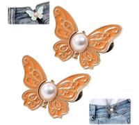 2-Pack Detachable Butterfly Clips, No-Sew Instant Waist Buckles, Adjustable Pant Waist Tightener, Reusable Button Clips for Loose Jeans Jackets Coats Shirts