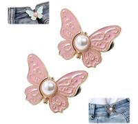 2-Pack Detachable Butterfly Clips, No-Sew Instant Waist Buckles, Adjustable Pant Waist Tightener, Reusable Button Clips for Loose Jeans Jackets Coats Shirts