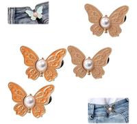 2-Pack Detachable Butterfly Clips, No-Sew Instant Waist Buckles, Adjustable Pant Waist Tightener, Reusable Button Clips for Loose Jeans Jackets Coats Shirts