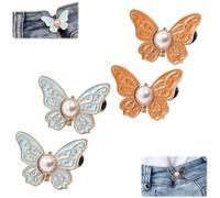 2-Pack Detachable Butterfly Clips, No-Sew Instant Waist Buckles, Adjustable Pant Waist Tightener, Reusable Button Clips for Loose Jeans Jackets Coats Shirts
