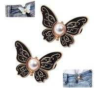 2-Pack Detachable Butterfly Clips, No-Sew Instant Waist Buckles, Adjustable Pant Waist Tightener, Reusable Button Clips for Loose Jeans Jackets Coats Shirts