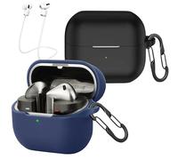 [2 Pack] easyBee Funda Compatible con Samsung Galaxy Buds3 FE/Buds 3 / Buds 3 Pro Auriculares Inalámbricos Bluetooth, Carcasa Protector de Silicona con 2 Mosquetón Correa - Negro y Azul