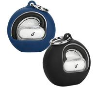 [2-Pack] easyBee Funda Compatible con Soundcore V40i Open Ear Auriculares [2 Mosquetón], Carcasa de Silicona Líquida Resistente a Golpes Funda para Auriculares Bluetooth - Negro y Azul