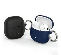 [2-Pack] easyBee Funda Compatible con Xiaomi Redmi Buds 8 Active [2 mosquetón], funda de silicona líquida a prueba de golpes funda para auriculares - negro y azul
