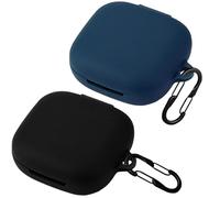 [2-Pack] easyBee Hülle Kompatibel mit SHOKZ OpenFit Air Open Ear Earbuds [mit 2 Karabiner], Liquid Silikon Case Ultradünn Stoßfest Schutzhülle Bluetooth Kopfhörer Tasche - Schwarz und Blau