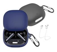 [2-Pack] easyBee Hülle Kompatibel mit Soundcore Liberty 4 Pro Earbuds, mit 2 Karabiner Anti-Verlust-Gurte, Liquid Silikon Case Stoßfest Schutzhülle Bluetooth Kopfhörer Tasche - Schwarz Blau