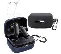 [2-Pack] easyBee Hülle Kompatibel mit Soundcore P30i Earbuds, mit 2 Karabiner Anti-Verlust-Gurte, Liquid Silikon Case Stoßfest Schutzhülle Bluetooth Kopfhörer Tasche - Schwarz Blau