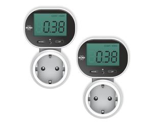 2-Pack ELRO EM5000 Contador de energía enchufable | Visión del consumo y los costes energéticos | Pantalla inclinable | hasta 3600W