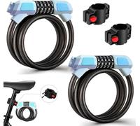 (2 Pack) Fenxyo Candado de Bicicleta, Candado de Cable de Alta Seguridad para Bicicleta 120cm/12mm, cadenas de combinación impermeables ajustables de 5 dígitos para bicicleta, moto, puerta, Azul