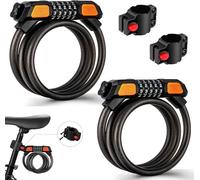 (2 Pack) Fenxyo Candado de Bicicleta, Candado de Cable de Alta Seguridad para Bicicleta 120cm/12mm, cadenas de combinación impermeables ajustables de 5 dígitos para bicicleta, moto, puerta, Negro