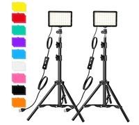 2 Pack Focos LED Iluminación Fotografía Kit Foco de Luz Streaming con Filtros Color para Estudio Vídeo Foto Cámara Mesa Angulo Bajo Ordenador Videoconferencia Juegos Youtube TikTok