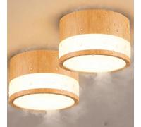 2 Pack Focos Superficie Madera Salon Bano, Aplique Techo Led Cilindrico, IP44 Foco Interior Pasillo Techo Pequeno, 12W Ojo De Buey Led Superficie, Holofote Pretos, 10cm Black Surface Mounted Spotlight