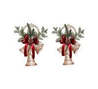 2 Pack Glitter Christmas Bells Ornaments Pendant, Extra Large Hanging Jingle Bells Xmas Bell with Ribbons
