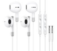 2 Pack in Ear Auriculares con Cable, 3,5 mm Jack Auriculares con Micrófono y Control de Volumen, HiFi Estéreo Cancelación Ruido Auriculares Compatibles con MP3/4 una Variedad de Dispositivos de 3,5 mm