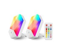 2 Pack LED Night Light Kids Plug-and-Play Baby Night Lamp with Remote Control 16 Colors Adjustable RGB Brightness Dimmable Nightlight Plug-in