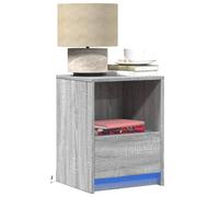 2 Pack LED Night Stands with RGB Lights, Sonoma Grey Engineered Wood Bedside Tables with Drawer, Modern Bedroom & Living Room Furniture, Durable Storage End Table with Adjustable Lighting