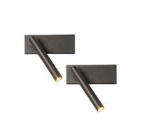 2 Pack LED Wall Sconce, Wall Mount Reading Light 350° Rotating Bedside Reading Spotlight, 5W 3000K Aluminum Hardwired Wall Lamp Adjustable Headboard Lighting, Black/White
