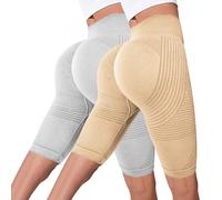 2 Pack Leggins Anticeluliticos Mujer Cortos Leggins 3D Anticelulitico Celulitis Corto Leggings Anticelulitis Push Up Antirozaduras Compresión Mallas Deporte Cintura Alta sin Costuras Yoga Fitness