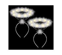 2 Pack Light Up Angel Halo Headband Led White Feather Headband Angel Halo Headband for Christmas