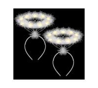 2 Pack Light Up Angel Halo Headband Led White Feather Headband Angel Halo Headband for Christmas
