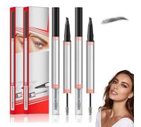 2 Pack Magic Microblading Eyebrow Pen, 2-in-1 Brow Pen and Sealing Brow Gel, Eyebrow Pencil with 4-Fork-Tip & Precise Brush-Tip, Create Natural Hair-Like Brows, Last All-Day (Black)