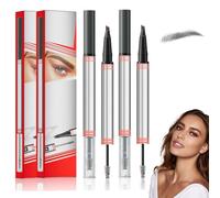 2 Pack Magic Microblading Eyebrow Pen, 2-in-1 Brow Pen and Sealing Brow Gel, Eyebrow Pencil with 4-Fork-Tip & Precise Brush-Tip, Create Natural Hair-Like Brows, Last All-Day (Grey)