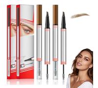 2 Pack Magic Microblading Eyebrow Pen, 2-in-1 Brow Pen and Sealing Brow Gel, Eyebrow Pencil with 4-Fork-Tip & Precise Brush-Tip, Create Natural Hair-Like Brows, Last All-Day (Light Brown)