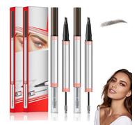2 Pack Magic Microblading Eyebrow Pen, 2-in-1 Brow Pen and Sealing Brow Gel, Eyebrow Pencil with 4-Fork-Tip & Precise Brush-Tip, Create Natural Hair-Like Brows, Last All-Day (Dark Brown)