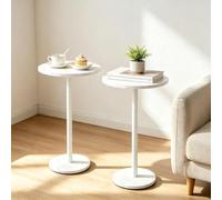 2 Pack Mesa Auxiliar Alta Redonda Mesita Auxiliar Salon 62,5 x 32 Cm Blanco