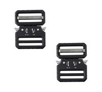 2 Pack Military Grade Heavy Duty Black Zinc Alloy Tactical Belt Buckles with Double Metal Adjustable Buckle (39mm)