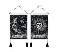 2-Pack Moon and Sun Tarot Tapestry Sun Moon Tapestry Skull Floral Tapestry