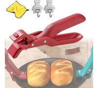 2 Pack Multi-function Anti-Scald Bowl Clip, Anti-Scald Bowl Holder Clip with Non-slip, Kitchen Silicone Tongs Gripper for Oven, Microwave, Baking, Serving, Bowls, Tableware (Red)