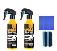 2-Pack Nano Hydrophobic Ceramic Coating for cars, 300ml Car Coating Spray Kit, Easy-to-Spray Auto Paint Protection, Quick Effect & Includes Microfiber Cloth for Vehicle Shine & Protection (2pcs)