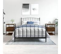 2 Pack Night Stands Bedside Tables with Storage Shelf, Engineered Wood & Iron Sturdy Structure, Oak Brown Compact End Tables for Bedroom Living Room, 40x42x56cm