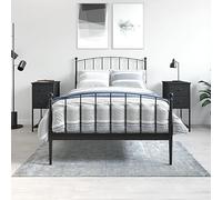 2 Pack Night Stands Black 32x42x70 cm, Engineered Wood Bedside Table with Storage Shelf, Modern Compact End Table for Bedroom Living Room, Sturdy Iron Frame & Adjustable Legs